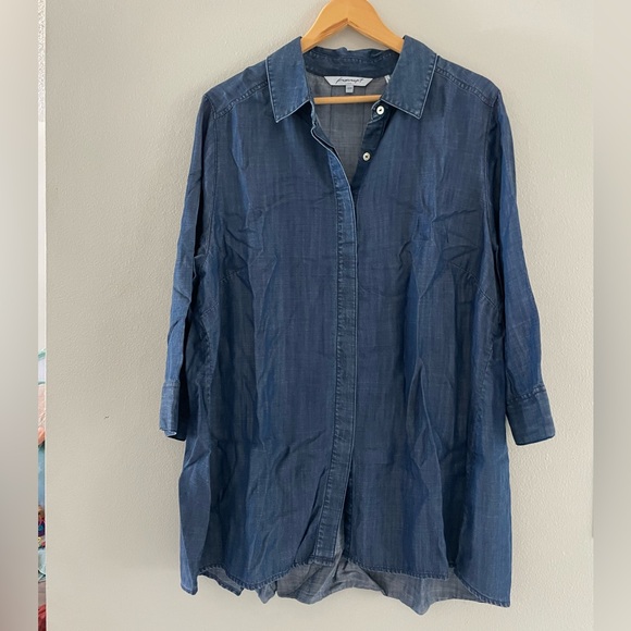 Foxcroft Tops - Foxcroft Blue Button Down Tunic Shirt